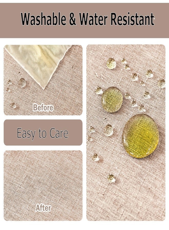 AUSSPVOCT Textured Linen Tablecloth Rectangle 60x104 Water Resistant Spill-Proof Wipeable Beige Table Cloth Wrinkle Free Cloth Dining Table Cover for Birthday Farmhouse Kitchen Wediing Party Decor - Image 3